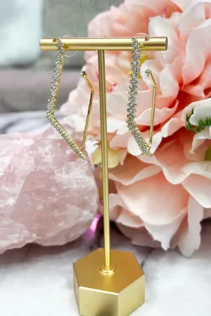 Amelia Embellished Diamond Hoop Earrings: Gold