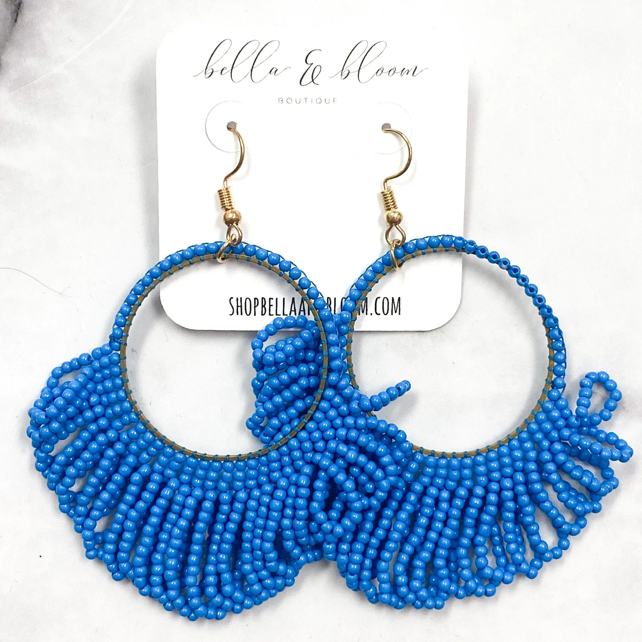 Beaded Hoop Earrings: Ocean Blue