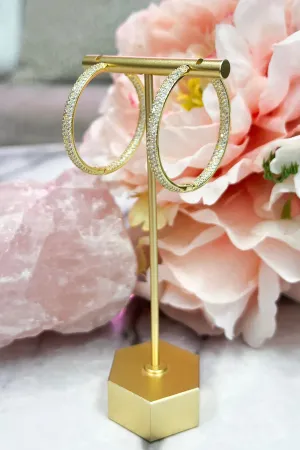 Can't Be Tamed Embellished Hoop Earrings: Gold