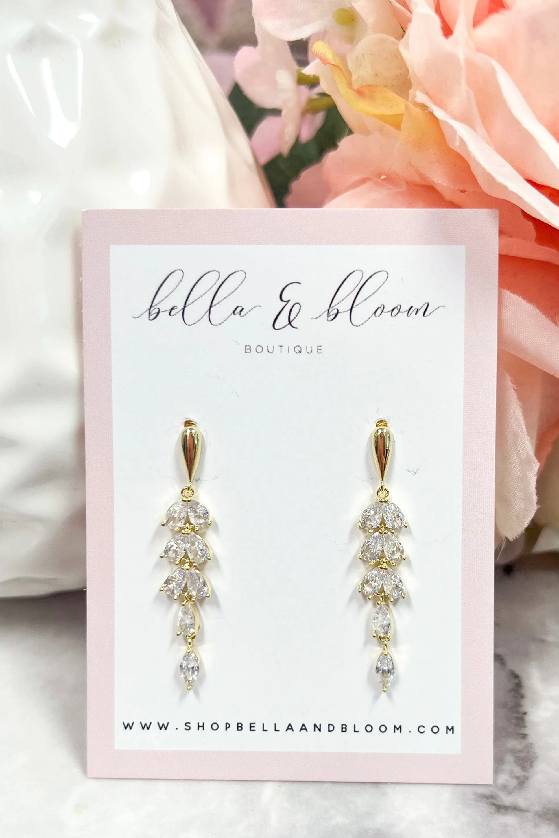 Every Girls Dream Embellished Earrings: Gold