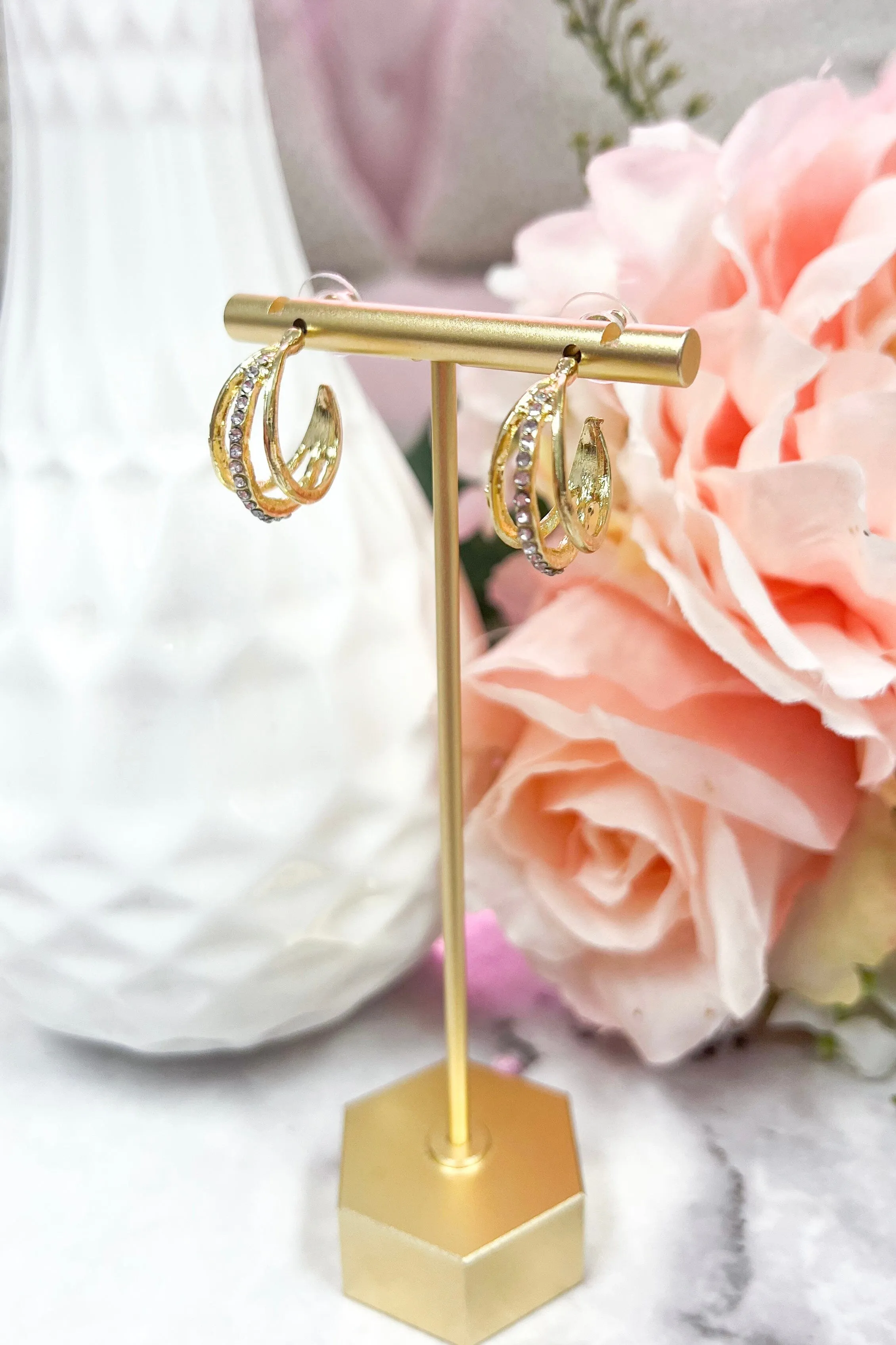 Harlow Tri Hoop Earrings: Gold