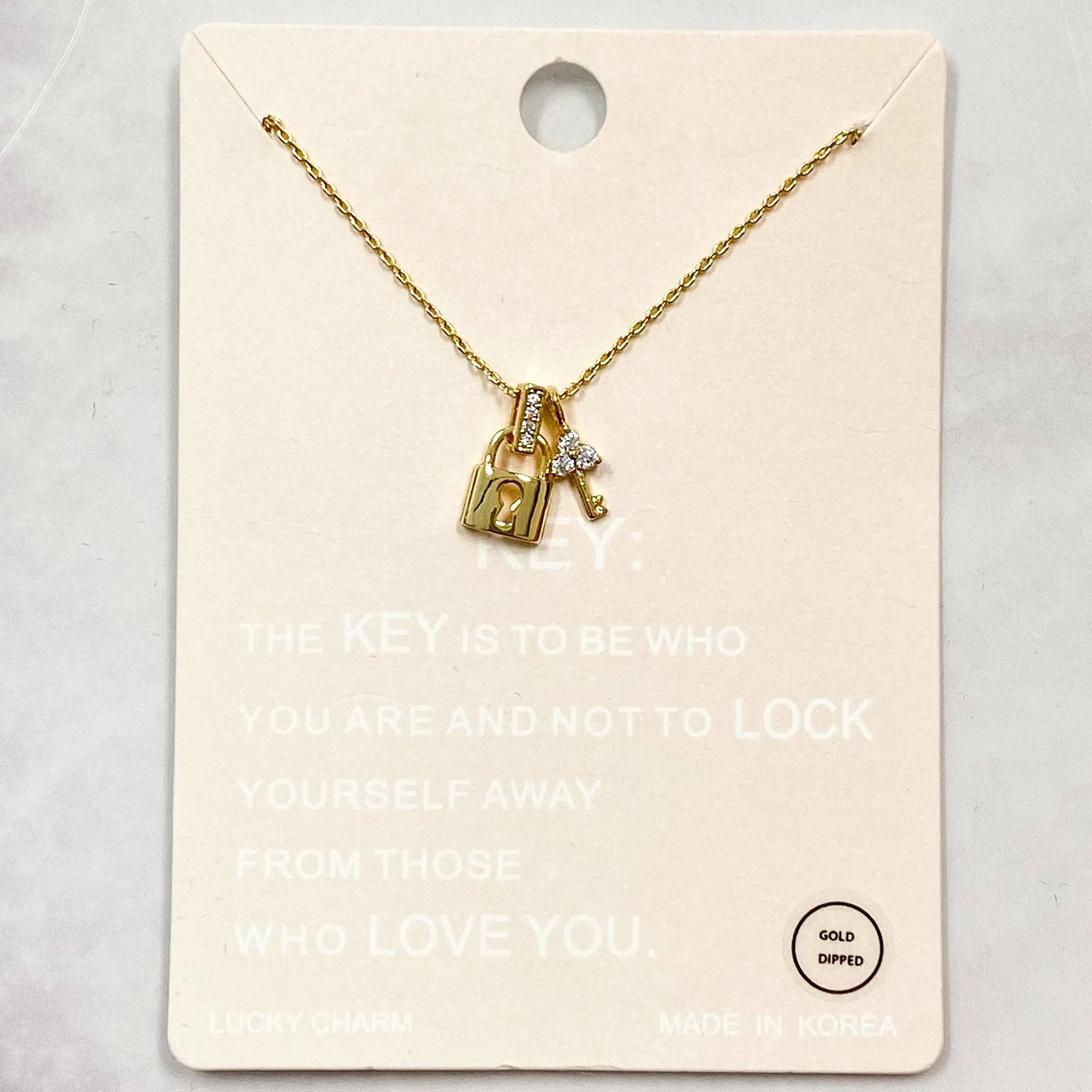 Lock and Key Necklace: Gold