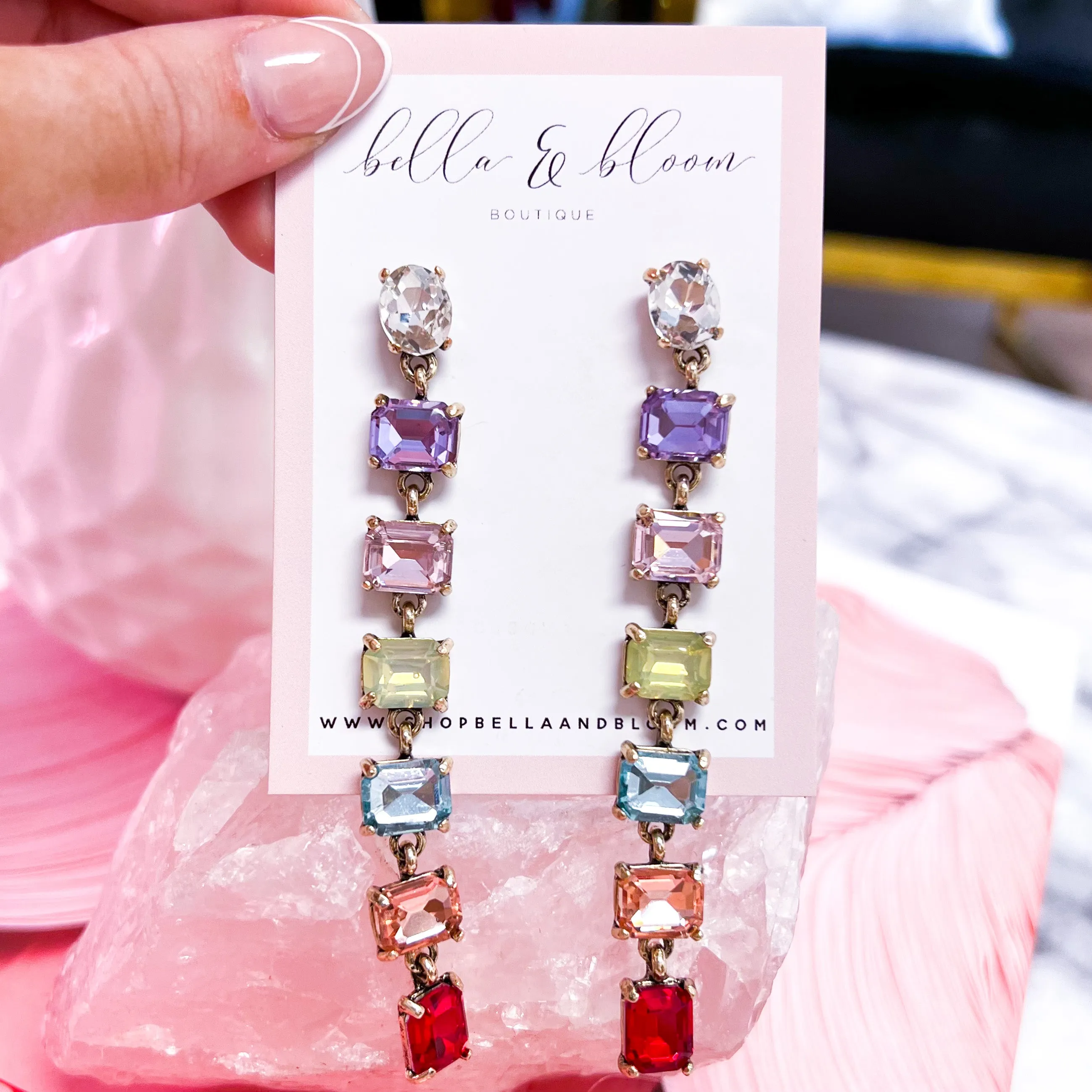 Ombré Dangle Earrings: Rainbow Multi