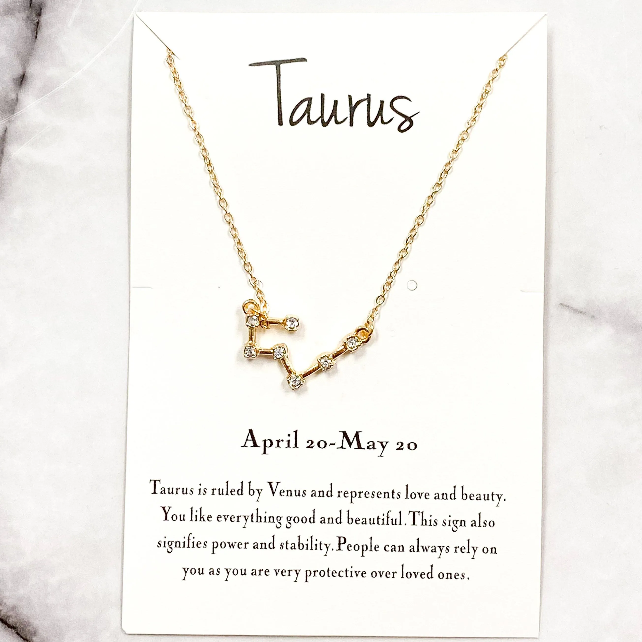 Zodiac Necklace: Gold, Taurus